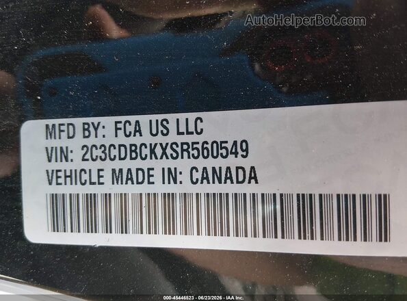 2C3CDBCKXSR560549 2025 DODGE CHARGER Black Вид підкапотного простору