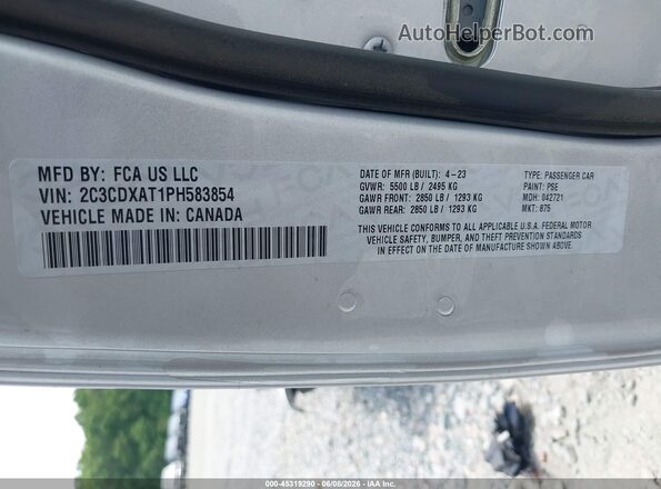 2C3CDXAT1PH583854 2023 DODGE CHARGER Gray ძრავის განყოფილების ხედი