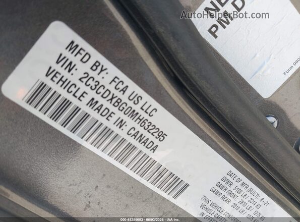 2C3CDXBG0MH632295 2021 DODGE CHARGER Gray Widok komory silnika