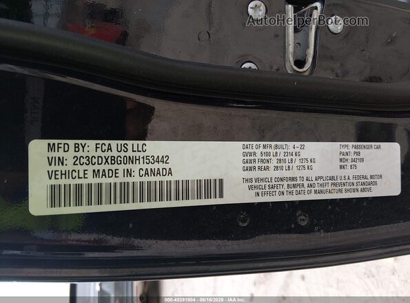 2C3CDXBG0NH153442 2022 DODGE CHARGER Black ძრავის განყოფილების ხედი
