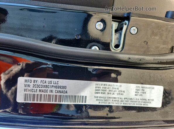 2C3CDXBG1PH699380 2023 DODGE CHARGER Black VIN կոդի պիտակի տեսք