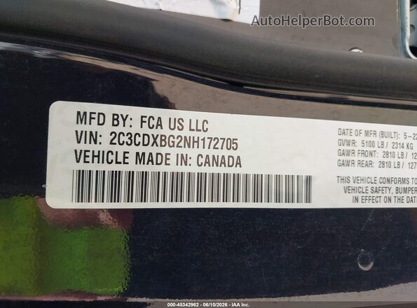 2C3CDXBG2NH172705 2022 DODGE CHARGER Black Вид підкапотного простору