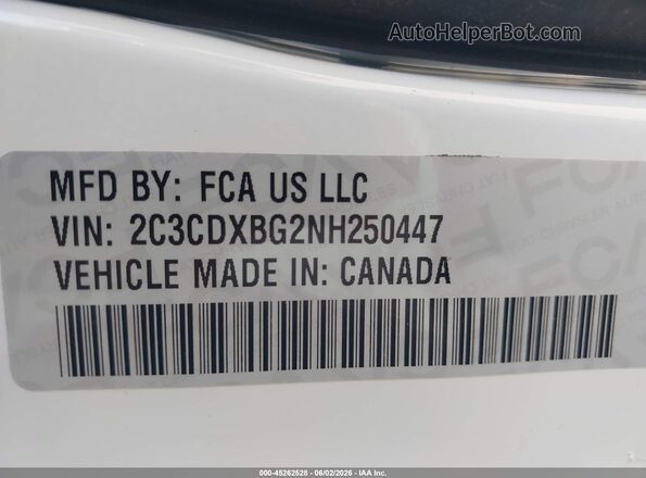 2C3CDXBG2NH250447 2022 DODGE CHARGER White Engine compartment view