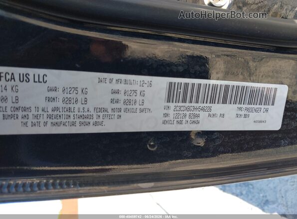 2C3CDXBG3HH546226 2017 DODGE CHARGER Black ძრავის განყოფილების ხედი