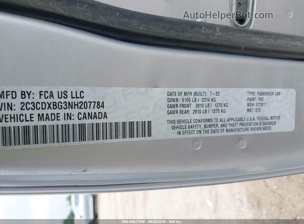 2C3CDXBG3NH207784 2022 DODGE CHARGER Silver Շարժիչի բաժամունքի տեսք