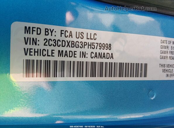 2C3CDXBG3PH579998 2023 DODGE CHARGER Blue Widok komory silnika