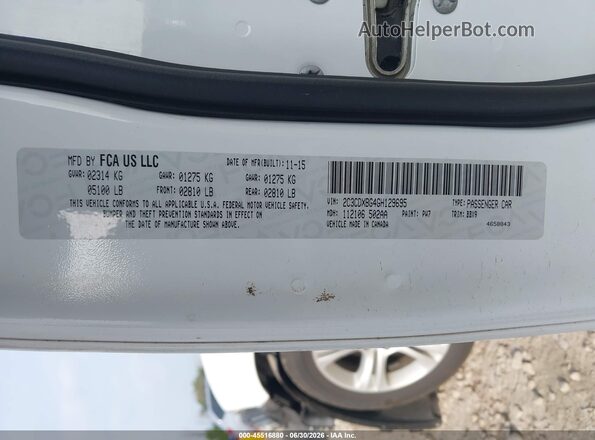 2C3CDXBG4GH129695 2016 DODGE CHARGER White Widok komory silnika