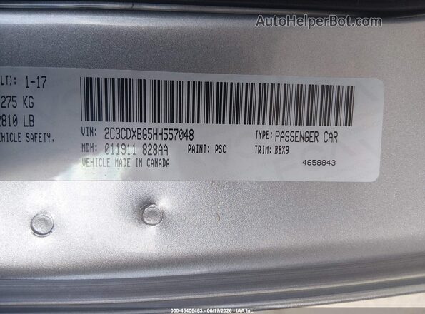 2C3CDXBG5HH557048 2017 DODGE CHARGER Gray Вид підкапотного простору