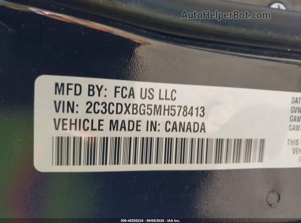 2C3CDXBG5MH578413 2021 DODGE CHARGER Black Շարժիչի բաժամունքի տեսք