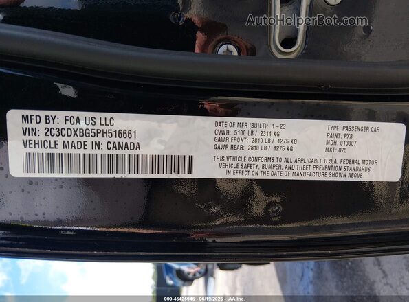 2C3CDXBG5PH516661 2023 DODGE CHARGER Black Engine compartment view