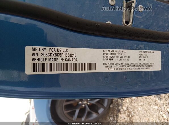 2C3CDXBG5PH588248 2023 DODGE CHARGER Blue Вид підкапотного простору