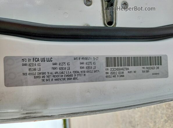 2C3CDXBG6HH627804 2017 DODGE CHARGER White 