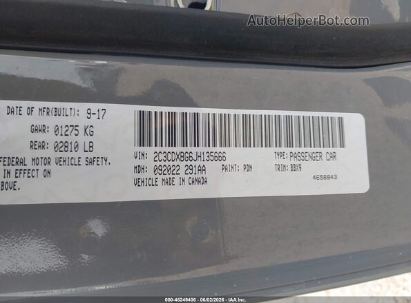2C3CDXBG6JH135666 2018 DODGE CHARGER Gray 