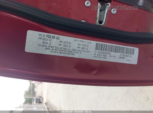 2C3CDXBG6KH637692 2019 DODGE CHARGER Burgundy ძრავის განყოფილების ხედი