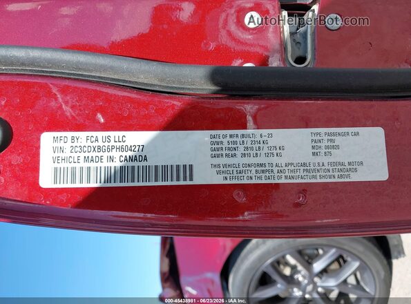 2C3CDXBG6PH604277 2023 DODGE CHARGER Red Շարժիչի բաժամունքի տեսք