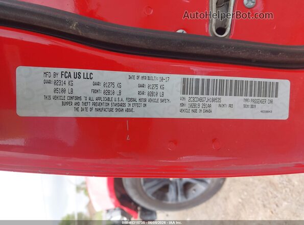 2C3CDXBG7JH180535 2018 DODGE CHARGER Red Engine compartment view
