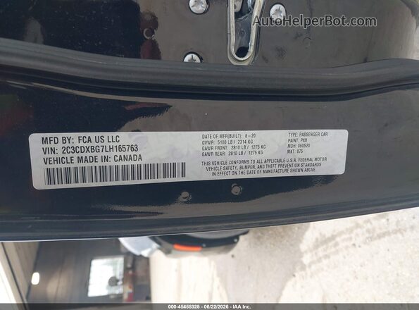 2C3CDXBG7LH165763 2020 DODGE CHARGER Черный Вид подкапотного пространства