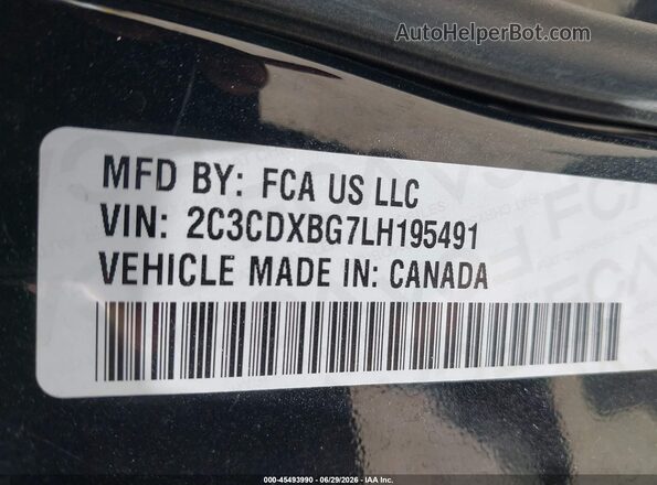 2C3CDXBG7LH195491 2020 DODGE CHARGER Black Widok komory silnika