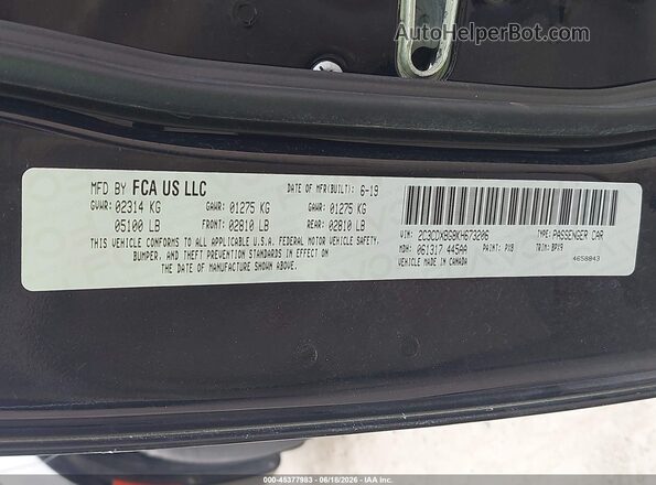 2C3CDXBG8KH673206 2019 DODGE CHARGER Black Вид підкапотного простору