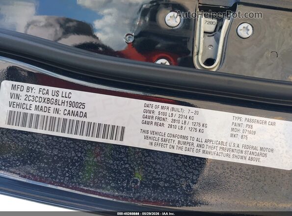 2C3CDXBG8LH190025 2020 DODGE CHARGER Black Vista del compartimento del motor