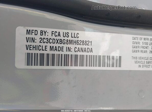 2C3CDXBG8MH628821 2021 DODGE CHARGER Gray Շարժիչի բաժամունքի տեսք