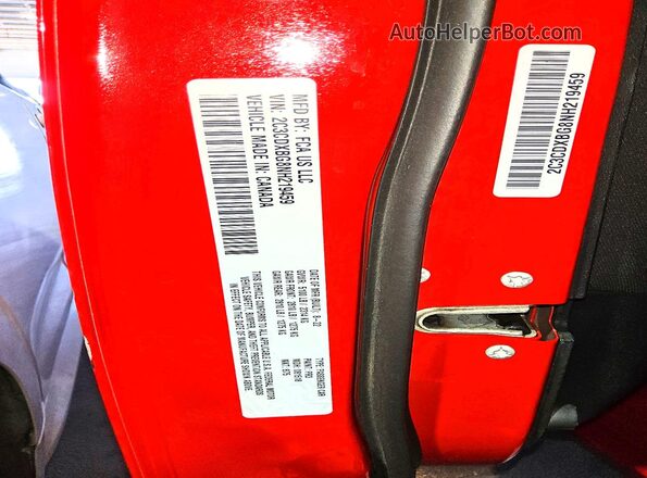 2C3CDXBG8NH219459 2022 DODGE CHARGER Красный Вид наклейки с VIN-кодом
