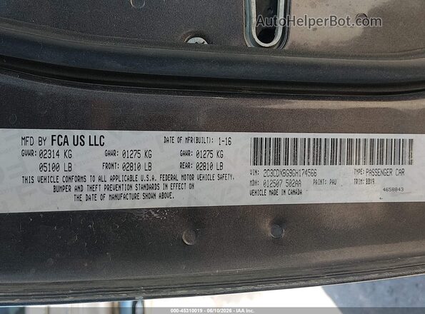 2C3CDXBG9GH174566 2016 DODGE CHARGER Gray Widok komory silnika