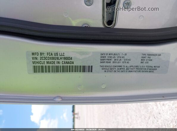 2C3CDXBG9LH190034 2020 DODGE CHARGER Silver Շարժիչի բաժամունքի տեսք