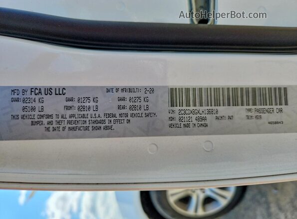 2C3CDXBGXLH136810 2020 DODGE CHARGER White Вид підкапотного простору