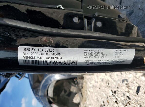2C3CDXCT0PH505479 2023 DODGE CHARGER Black Widok naklejki z numerem VIN