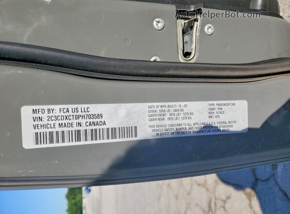 2C3CDXCT0PH703589 2023 DODGE CHARGER Gray ძრავის განყოფილების ხედი