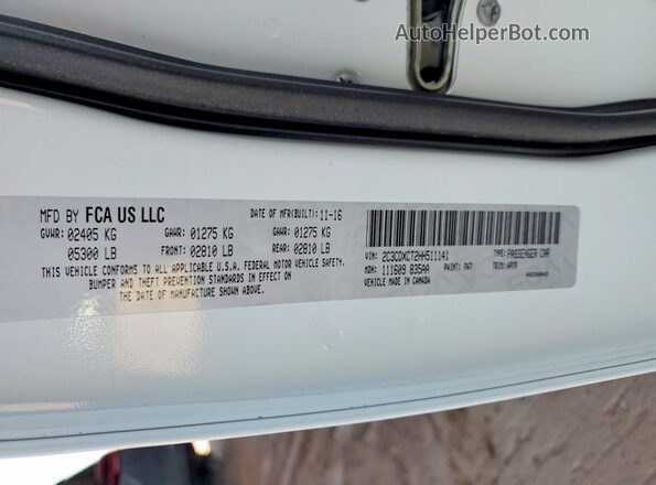 2C3CDXCT2HH511141 2017 DODGE CHARGER White Widok naklejki z numerem VIN