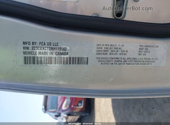 2C3CDXCT2NH119062 2022 DODGE CHARGER Silver Engine compartment view