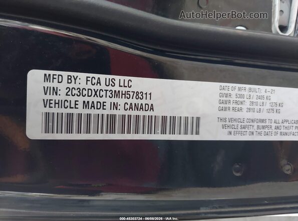 2C3CDXCT3MH578311 2021 DODGE CHARGER Black Вид підкапотного простору