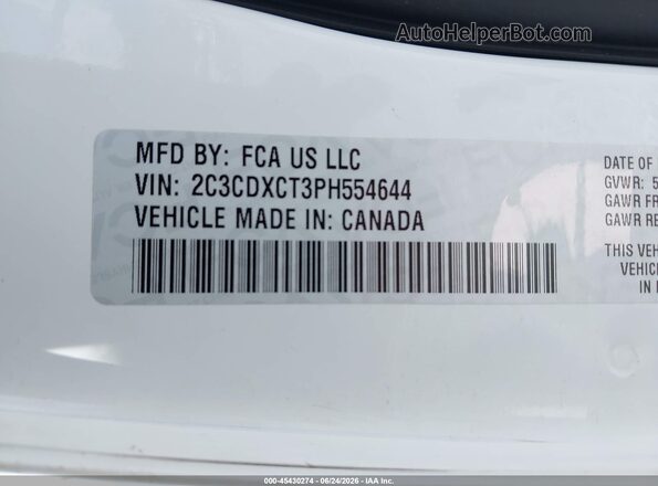2C3CDXCT3PH554644 2023 DODGE CHARGER White Widok komory silnika