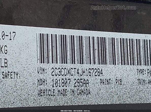 2C3CDXCT4JH167284 2018 DODGE CHARGER Black Vista del compartimento del motor