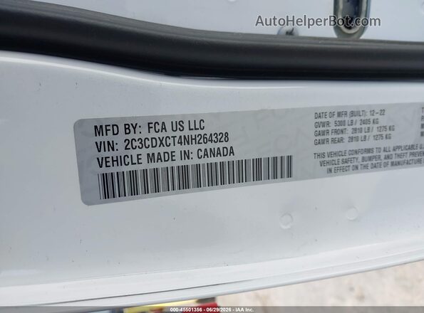 2C3CDXCT4NH264328 2022 DODGE CHARGER White Вид підкапотного простору