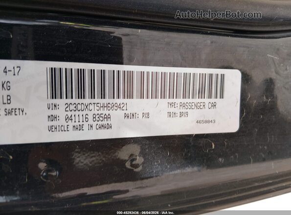 2C3CDXCT5HH609421 2017 DODGE CHARGER Black ძრავის განყოფილების ხედი