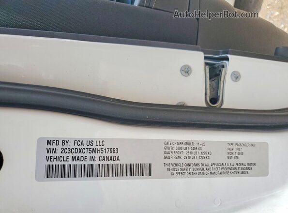 2C3CDXCT5MH517963 2021 DODGE CHARGER White Engine compartment view