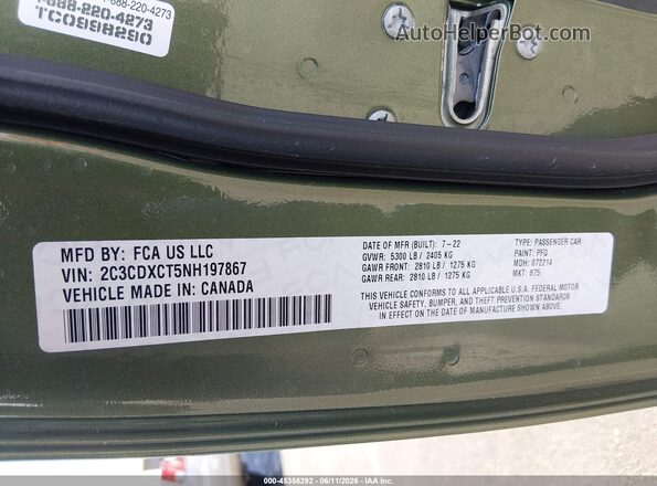 2C3CDXCT5NH197867 2022 DODGE CHARGER Green Engine compartment view