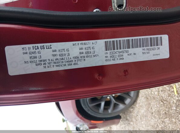 2C3CDXCT6HH567583 2017 DODGE CHARGER Red Շարժիչի բաժամունքի տեսք
