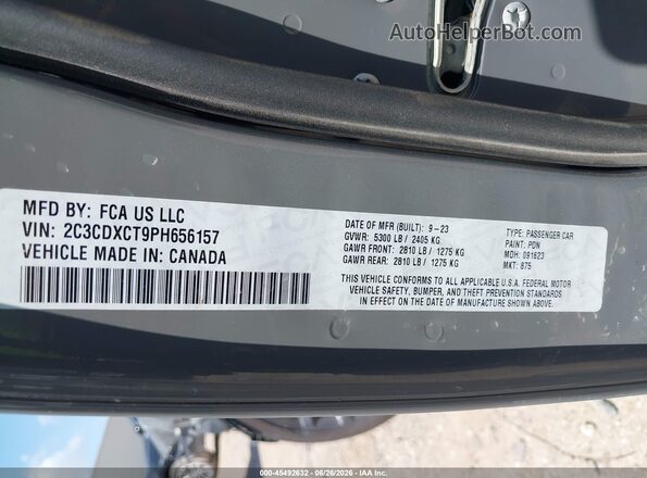 2C3CDXCT9PH656157 2023 DODGE CHARGER Gray Вид підкапотного простору