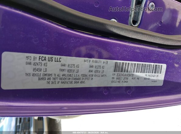 2C3CDXGJ0JH290735 2018 DODGE CHARGER Purple Շարժիչի բաժամունքի տեսք