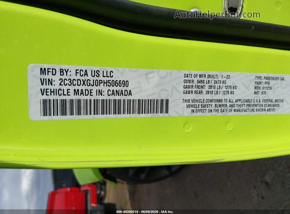 2C3CDXGJ0PH506690 2023 DODGE CHARGER Green Widok komory silnika