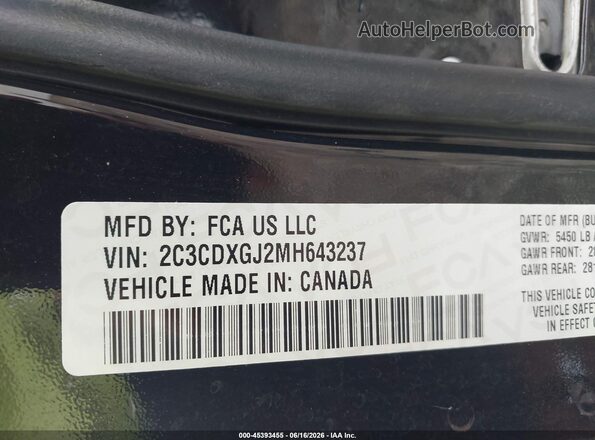 2C3CDXGJ2MH643237 2021 DODGE CHARGER Black Vista del compartimento del motor