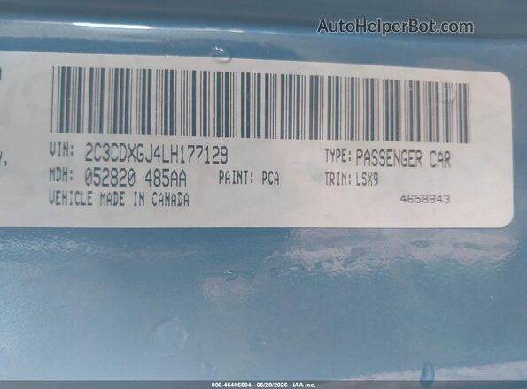 2C3CDXGJ4LH177129 2020 DODGE CHARGER Синий Вид подкапотного пространства
