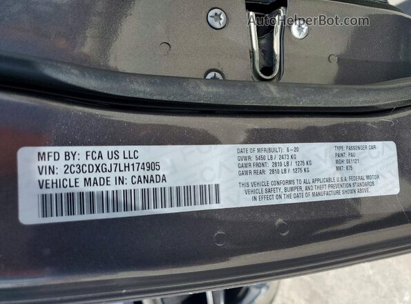 2C3CDXGJ7LH174905 2020 DODGE CHARGER Серый Вид подкапотного пространства