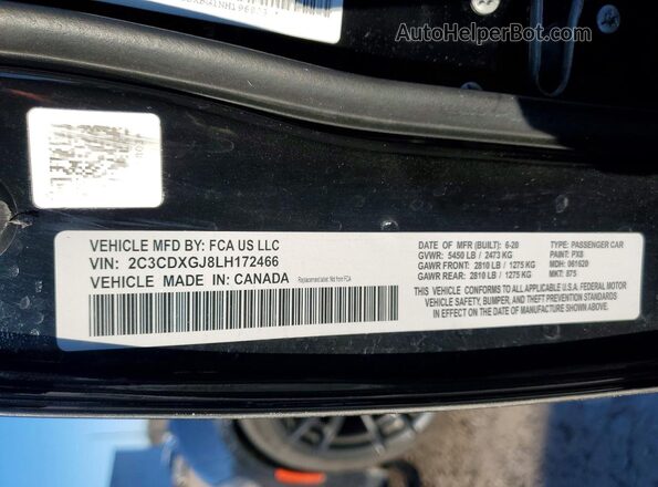 2C3CDXGJ8LH172466 2020 DODGE CHARGER Black Vista del compartimento del motor