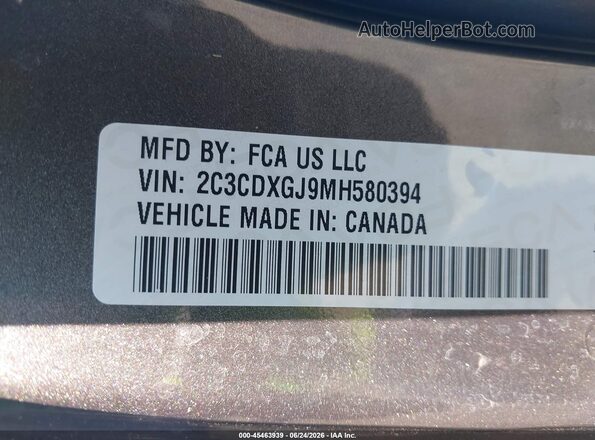 2C3CDXGJ9MH580394 2021 DODGE CHARGER Gray ძრავის განყოფილების ხედი