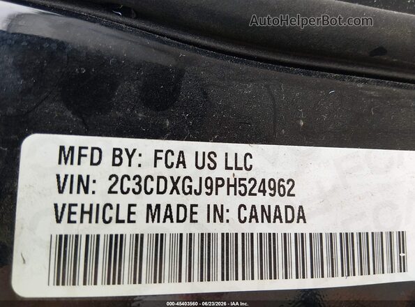 2C3CDXGJ9PH524962 2023 DODGE CHARGER Black Շարժիչի բաժամունքի տեսք